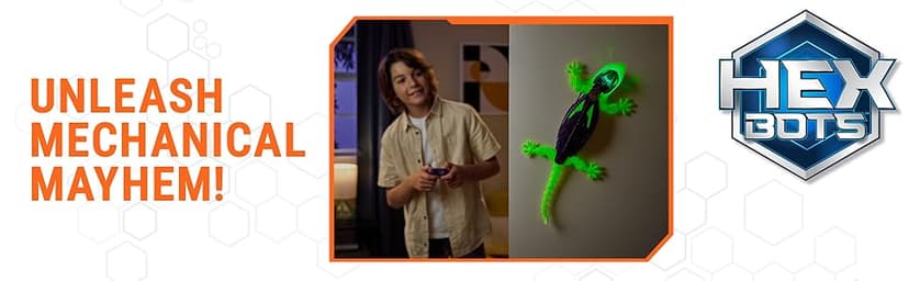 HEX BOTS Glow-in-The-Dark Gecko with Official Wall Climber Technology, Rechargeable Remote Control Robot Kids Toys, Prank Toys for Boys & Girls Ages 4 & Up
