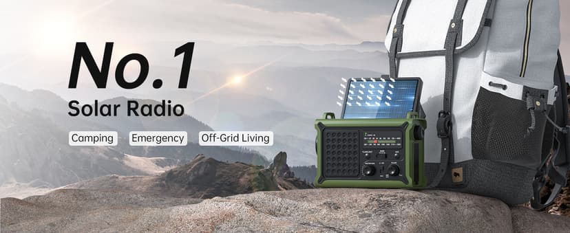 AM FM NOAA Weather Radio Battery Operated with 2-Mode LED Flashlight Cell Phone Charger Dual Outputs SOS Solar Radio Emergency Hand Crank 12000mAh with Clear Signal B0F4QW1PP1