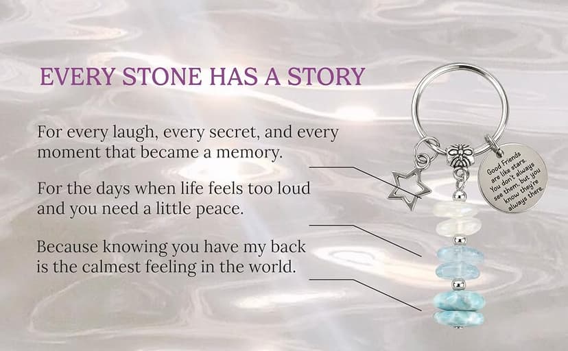 Made With 3 Types Of Genuine Stone Beads And Stainless Steel Ring, Lightweight 2.43 Inch Keychain, Includes Sentimental Card 2.43 Inch Crystal Keychain Gifts For Women, Friend, Coworker, Daughter, Mom B0H5WQWGNL
