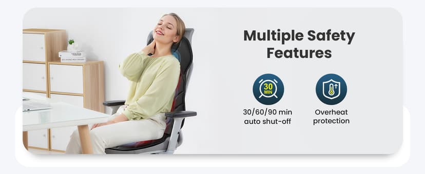 COMFIER Back Massager with Heat, Vibration Massage Seat Cushion with 8 Massage Nodes & 5 Modes, Adjustable Chair Massager Pad for Home Office, Heated Chair Pad, Father‘s Day Gift for Dad
