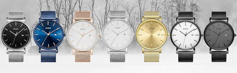 BUREI Men Wrist Watches Fashion Minimalist Analog Quartz Waterproof Watches for Men