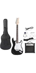 38 Inch Beginner Acoustic Guitar, 6-String Guitar Starter Kit for Starters with Gig Bag, Strings, Strap, Pitch Pipe and Pick, Natural