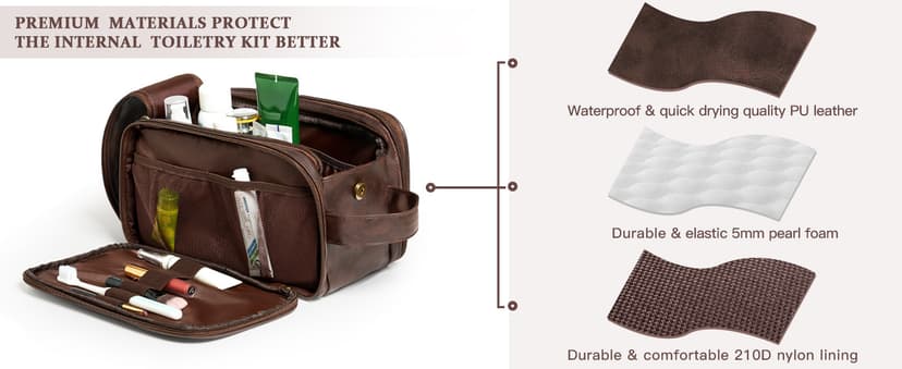 Janhavi Personalized Toiletry Bag for Men, Gifts for Boyfriend, Toiletry Bag For Shower Caddy,Personalized Initials & Mountain, Mens Toiletry Travel Bag, Travel Essentials for Men (Brown J)