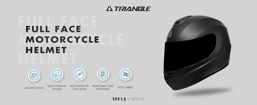 TRIANGLE Full Face Motorcycle Helmet DOT Approved, Street Bike Racing Helmet for Men Women with Tinted & Clear Visors & Carrying Bag