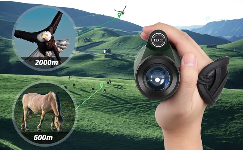 Pankoo 12x60 HD Monocular Telescope for Adults high Powered | Comes with Smartphone Adapter Tripod Hand Strap | Suitable for Bird Watching Sports Hiking Traveling