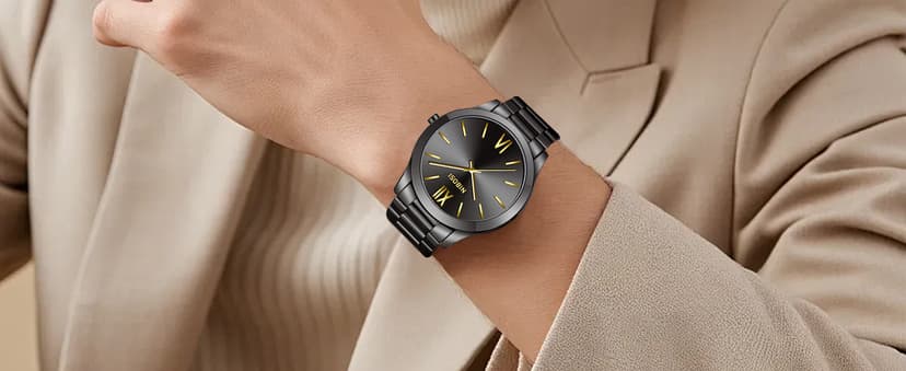 NIBOSI Men Watches Analog Quartz Stainless Steel Black Watches for Men Waterproof Business Classic Watch Fashion Minimalist Ultra Thin Wrist Watch for Work and Casual Wear