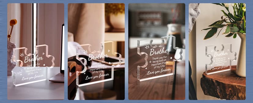 Funnli Gifts for Men Boys Acrylic Plaque - Fathers Day Christmas Birthday Gifts for Brother 3.35 x 2.76 Inch Desk Decorations - Brother Son Nephew Grandson Graduation Gifts from Sister