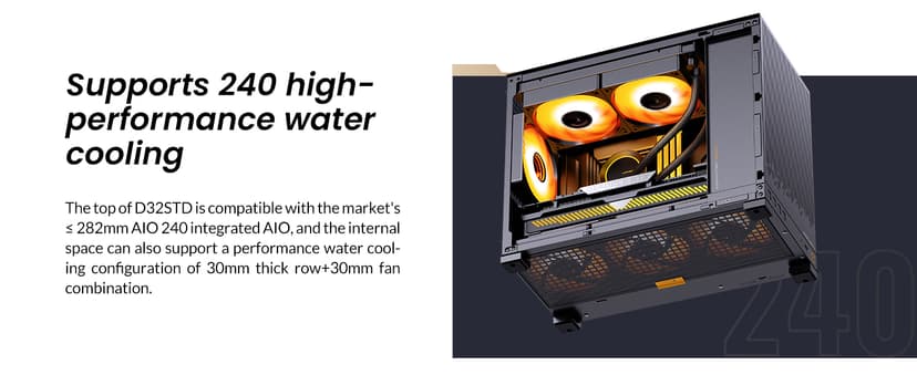 JONSBO D32 STD Micro-ATX PC Case,High Compatibility Mini Desktop Case, Support MATX Back-Connect/BTF MB,365mm GPU/240AIO/163mm Air Cooler, ATX/SFX-L/SFX PSU, USB3.2 PC Gaming,Black