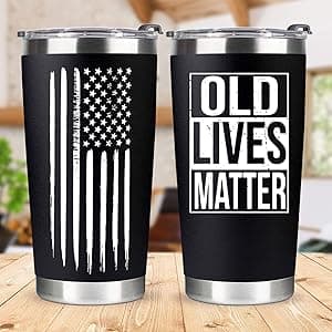 30th, 40th, 50th and 60th Birthday Gifts for Men, Dad from Son, Daughter, Wife - Gag Gifts For Men, Grandpa - Cool Old Man Gift, Old Lives Matter Tumbler 20oz - Funny Christmas Gifts