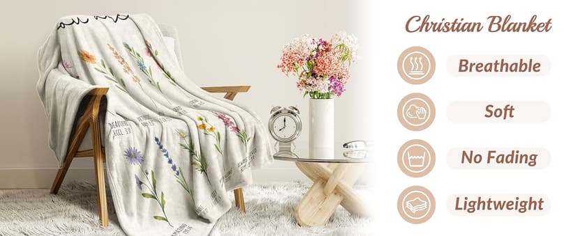 Afterprints Christian Gifts for Women, Christian Blanket with Flowers, Birthday Gifts for Women, Inspirational, Religious Gifts for Sister, Friend, Daughter, Mom, Soft Throw Blankets 50'' x 60''
