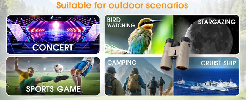 12x42 HD Binoculars for Adults High Powered Binoculars with Upgraded Phone Adapter Compact Binocular with Low Light Night Vision for Bird Watching Hunting Outdoor Sports Concerts Camo