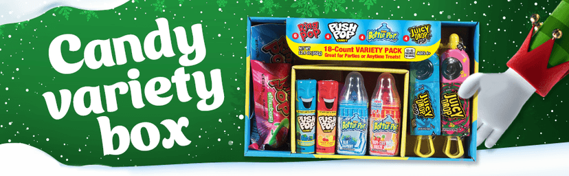 Christmas Candy Variety Pack, 18Ct Assorted Lollipops, Bulk Individually Wrapped Ring Pop, Push Pop, Baby Bottle Pop & Juicy Drop, Birthday Party Favors, Stocking Stuffers, Candy Bowls, Kids Gifts