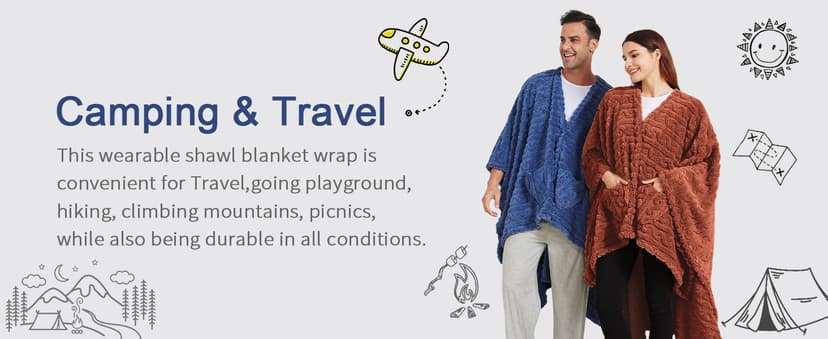 Wearable Blanket Sherpa Fleece Shawl Blanket with Pockets Blanket Poncho Cape for Adults, Cozy Shawl TV Throw Blankets B0DJBGMMCP