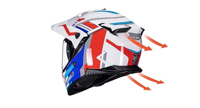 X60 Dual Sport Helmet, Adventure Motorcycle Helmet with Integrated Sun Visor - Off Road Dirt Bike Snowmobile Helmets for Adult DOT & ECE 22.06 Approved