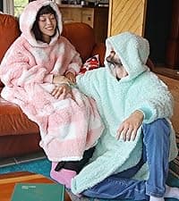 Catalonia Oversized Blanket Hoodie Sweatshirt, Wearable Sherpa Lounging Pullover for Adults Women Men