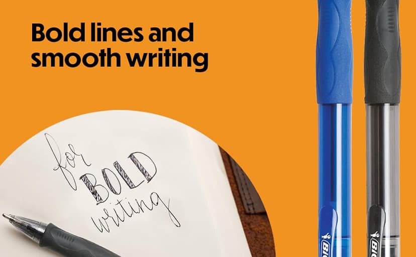 BIC Glide Bold Black Ballpoint Pens, Bold Point (1.6mm), 4-Count Pack, Retractable Ballpoint Pens With Comfortable Full Grip