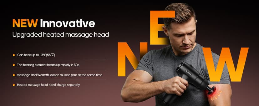 AERLANG Massage Gun with Heat Deep Tissue Back Massager Neck Massager for Pain Relief,Muscle Percussion Massage Gun, Birthday Gifts for Men Women Dad him Handheld Message Gun with 7Heads&Silent