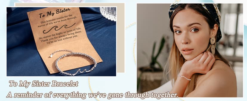 Tarsus Sister Gifts, The Waves of Life We've Through Together, Big & Little Sister Gift, For Birthday & Christmas & Mothers Day