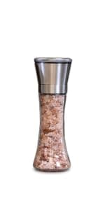 HOME EC Original Stainless Steel Salt or Pepper Grinder 1pk - Adjustable Ceramic Sea Salt Grinder or Pepper Mill - Tall Glass Spice Shaker - Spice Mill w/EBook B082V134CK