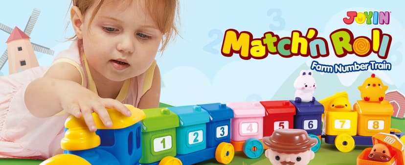 Play-Act Learning Toys for 1 2 3 Years Old, Counting, Matching & Sorting Montessori Learning Farm Train Including 9 Farm Animals, Birthday Gift for Baby Boys Girls B0CYT85XT6