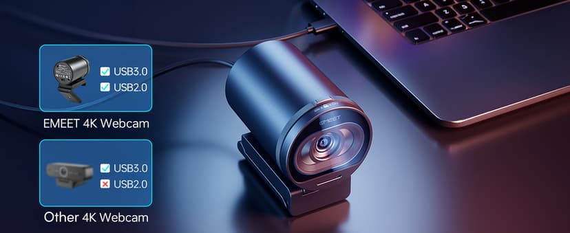 EMEET S600 4K Webcam for Streaming - Sony 1/2.55'' Sensor, PDAF Autofocus, 1080P@60FPS, 2 Noise Reduction Mics, Built-in Privacy Cover, 73° FOV, Streaming Camera for Live Commerce/Gaming/Beauty