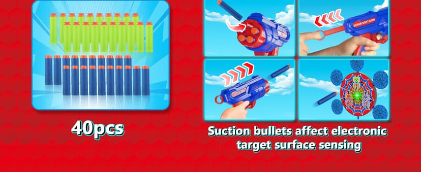 Shooting Games Toys for Nerf Gun Party, Shooting Targets with 2 Toy Guns 40 Foam Darts Kids Outdoor Indoor Toys for Birthday Easter Xmas Gifts for 4 5 6 7 8 9 10+ Year Old Boys Kids