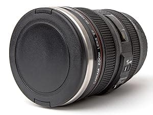 STRATA CUPS Camera Lens Coffee Mug -13.5oz | (2 LIDS + SPOON + BAG) Gift for Him, Dad Gifts, Photography, Camera accessories, Novelty Gifts