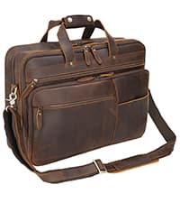 Polare X-Large 18" Full Grain Leather Briefcase For Men Business Travel Case Messenger Bag Fits 17.3" Laptop