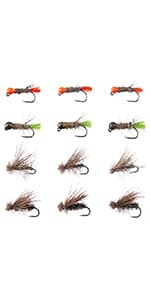 BASSDASH Fly Fishing Assorted Flies Kit, Pack of 64 pcs Including Dry and Wet Flies, Nymphs, Streamers, Terrestrials, Leeches and More, with Magnetic Fly Box