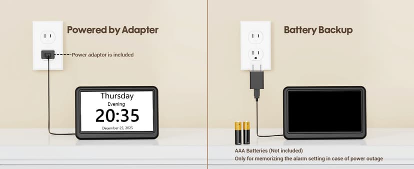 Clock with Day and Date for Elderly, 7" Large Display Digital Calendar Day Clock with 20 Custom Alarms and Medicine Reminders, 12 Display Modes, Dimmable Dementia Alzheimers Clocks for Seniors
