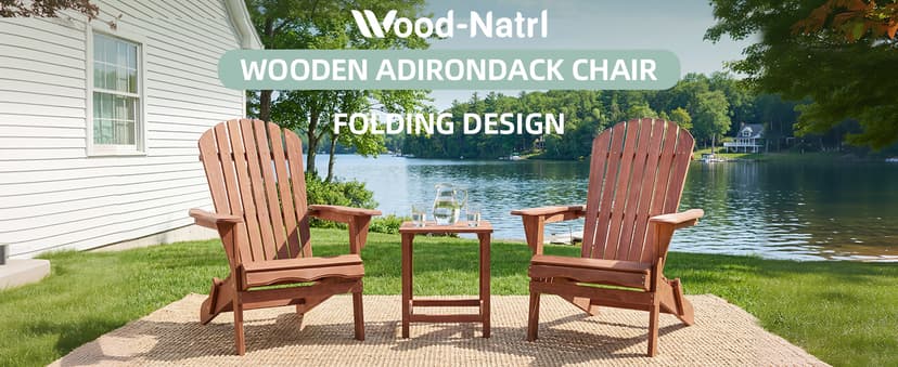 Wooden Folding Adirondack Chair Set of 4, Half Pre-Assembled Wood Lounge Chair for Outdoor Patio Garden Lawn Backyard Deck Pool Beach Firepit