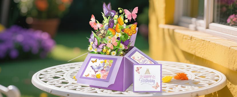 Happy Birthday Gifts Cards for Women, Daughter, Mom, Sister, Friend, Butterflies Greeting Card with Blank Notecard & Envelope Birthday Cards for Women, Butterfly Pop Up Card Box B0FHW31JY5
