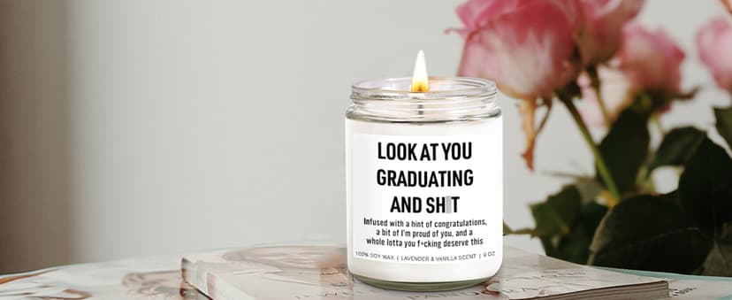 Funny Grad Candle, 2025 Graduation Gifts for Her, Him - College, High School, Masters Degree, Phd, Nursing & Nurse Graduation Gifts for Women, Men - 9 oz