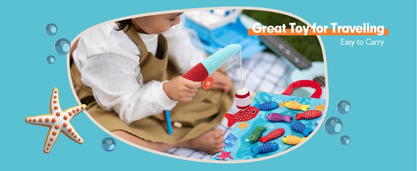 hahaland Montessori Toys for 1 Year Old - 10 in 1 Cloth Toddler Fishing Game with Stacking Cups, Baby Toy 12-18 Months One Year Old Boy Birthday Gift, Toddler Toys for 1 2 Year Old Boy Girl Gifts