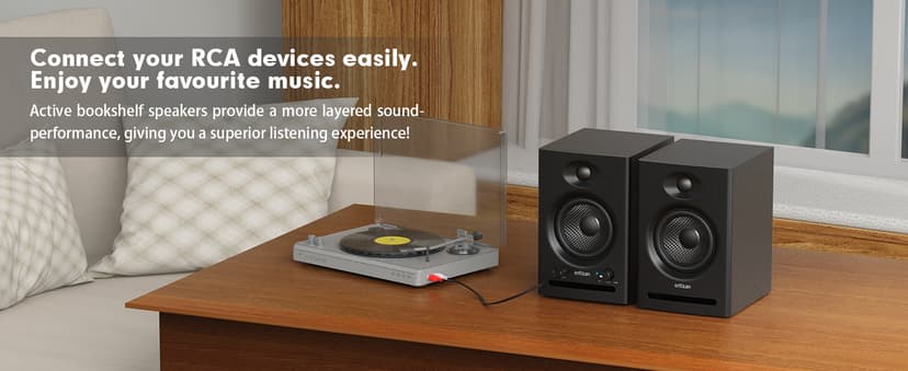 Ortizan C7 Dual-Mode 2.0 Studio Monitors, Active Monitor Speakers for Near Field Music Production, Bluetooth 5.3 Wireless Computer PC Monitor Gaming Bookshelf Speakers(Pair, Black)