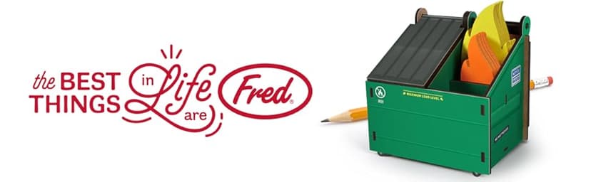 Genuine Fred Desk Dumpster Pencil Holder with 100+ Flame Note Cards, Funny 3-Compartment Organizer for Office Supplies, Desk Caddy for Work or Home