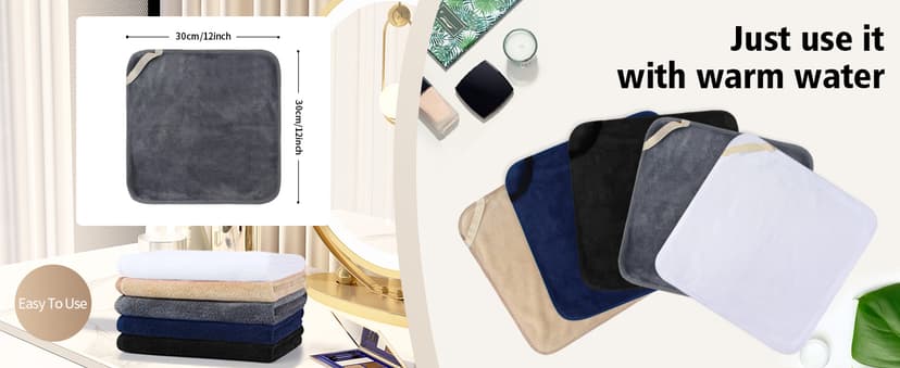 SINLAND Microfiber Facial Cloths Fast Drying Washcloth 12inch x 12inch Grey 6 pack …