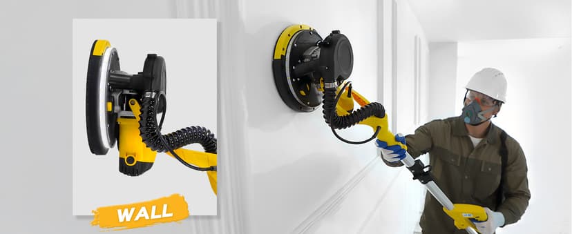 Drywall Sander Tool, KUPERIA 8.5 Amp Popcorn Ceiling Removal Tool with 7 Variable Speed 800-1800RPM, Electric Drywall Sander with Extendable Handle, LED Light,6 Basic Sand Paper & 6 Grid Sandpaper