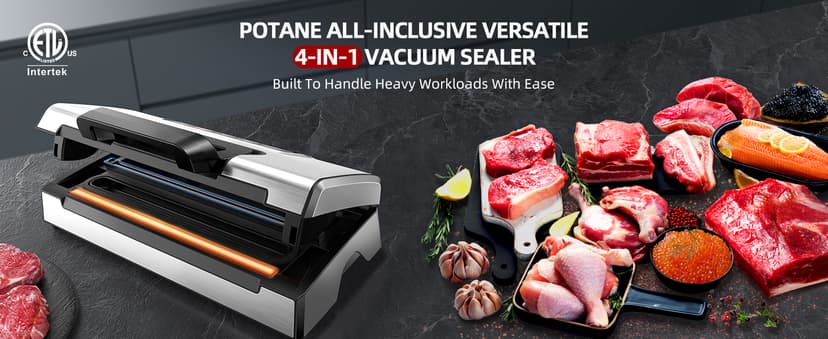 Precision Vacuum Machine,Pro Food Sealer with Built-in Cutter and Bag Storage(Up to 20 Feet Length), Both Auto&Manual Options,2 Modes,Includes 2 Bag Rolls 11”x16’ and 8”x16’,Compact Design