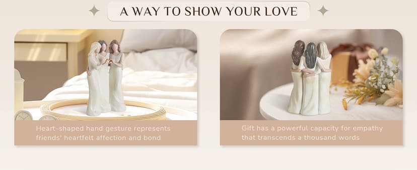 Storieme Storieme Friend Birthday Gifts for Women: Unique 3 Sisters Friendship Resin Figurines Statue - Sister Gift from Sisters - Special Christmas Friendship Day Present for Besties Female