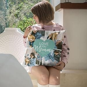 Shop&Three Custom Design Photos or Text Outdoor/Indoor Throw Pillowcase,Personalized Pet Photo Pillow, Love Photo Throw Pillowcases, Wedding Keepsake Throw Pillow Covers 20" x 20" B06X99VHBD