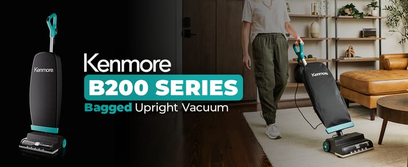 Kenmore BU1001 B200 Series Commercial Vacuum Cleaner Lightweight 14L Capacity Bagged Upright Vac with LED Headlight and 2-Speed Setting Powerful Suction for Pets, Carpets & Hard Floor