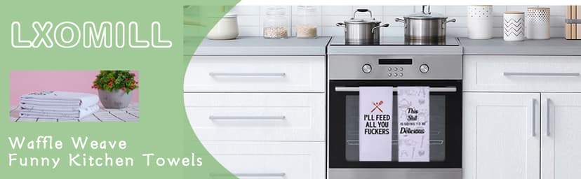 LXOMILL Funny Kitchen Towels for Men, Women, BBQ Grilling Cooking Dish Towels, Funny Birthday Gifts for Husband, Dad, Boyfriend, Friend, Hilarious Gag Gift for Chefs