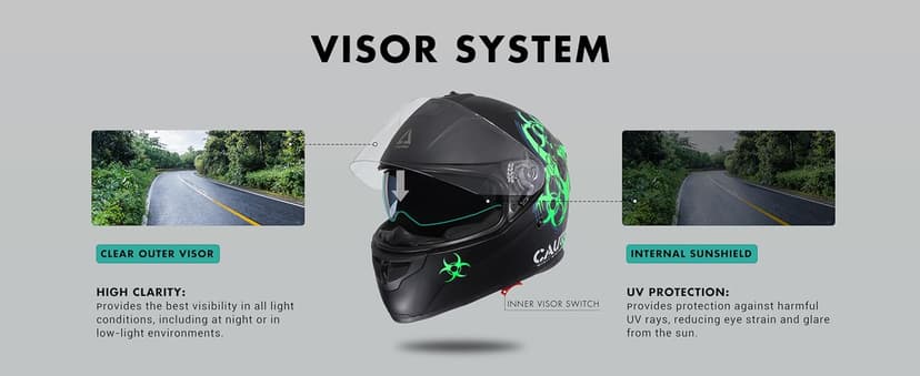 TRIANGLE Full Face Motorcycle Helmet Dual Visor Helmets for Adult Men and Women with Smoked Sunshield DOT Approved