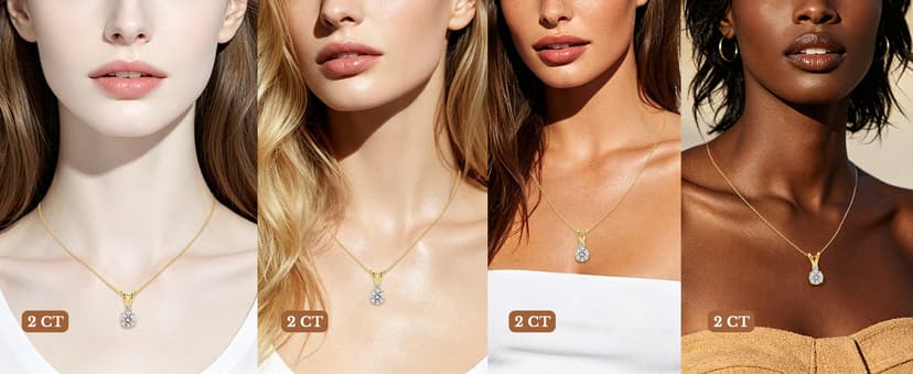 18+2" Chain S925 Sterling Silver with 18K Gold Filled|Womens Jewelry Gift for Christmas Valentines Mothers Day with Wife Card Moissanite Necklaces for Women|1-2CT D-VVS1 Gifts for Wife w/LED Box B0GVNG77SZ
