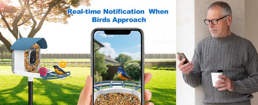 Bird Feeder with Camera,AI Identify Birds Species,Smart Bird Camera with Solar Powered,Auto Record FHD Birds Video in Backyard,Instant Notifications,Ideal Gift for Family and Bird Lovers,Navy Blue