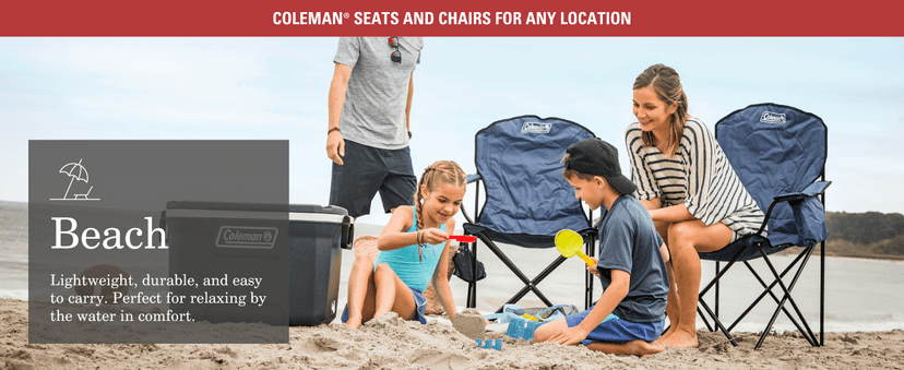 Coleman Utopia Breeze Lightweight Beach Chair with Cup Holder, Comfortable Portable Outdoor Chair with Carry Bag, Supports up to 250lbs, Great for Beach & Yard