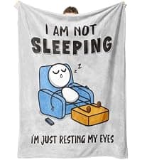 Dad Gifts from Daughter Son, Super Soft Throws Blanket for Couch and Napping, 60" x 50" (Gray) Funny Birthday Gift for Dad Husband, Dad is Not Sleeping Blanket B0DPW37148