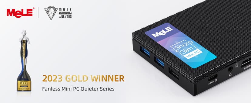 MeLE Quieter4C N150 Fanless Mini PC with Win-11-Pro,16GB RAM LPDDR5 512GB SSD Micro Desktop Computer,Dual HDMI,Support 4K Triple Display USB3.2x3,USB-C,WiFi BT5.1,Small Portable PC Industrial Business