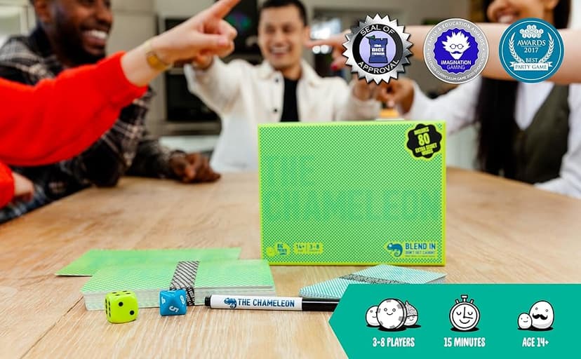 The Chameleon: Award-Winning Bluffing Board Game for Family, Adults & Friends | Includes 80 Extra Secret Words | Who is The Imposter?